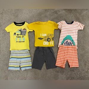 Boys Carters Construction/Shark Pjs Sets Size 5 (3 total)